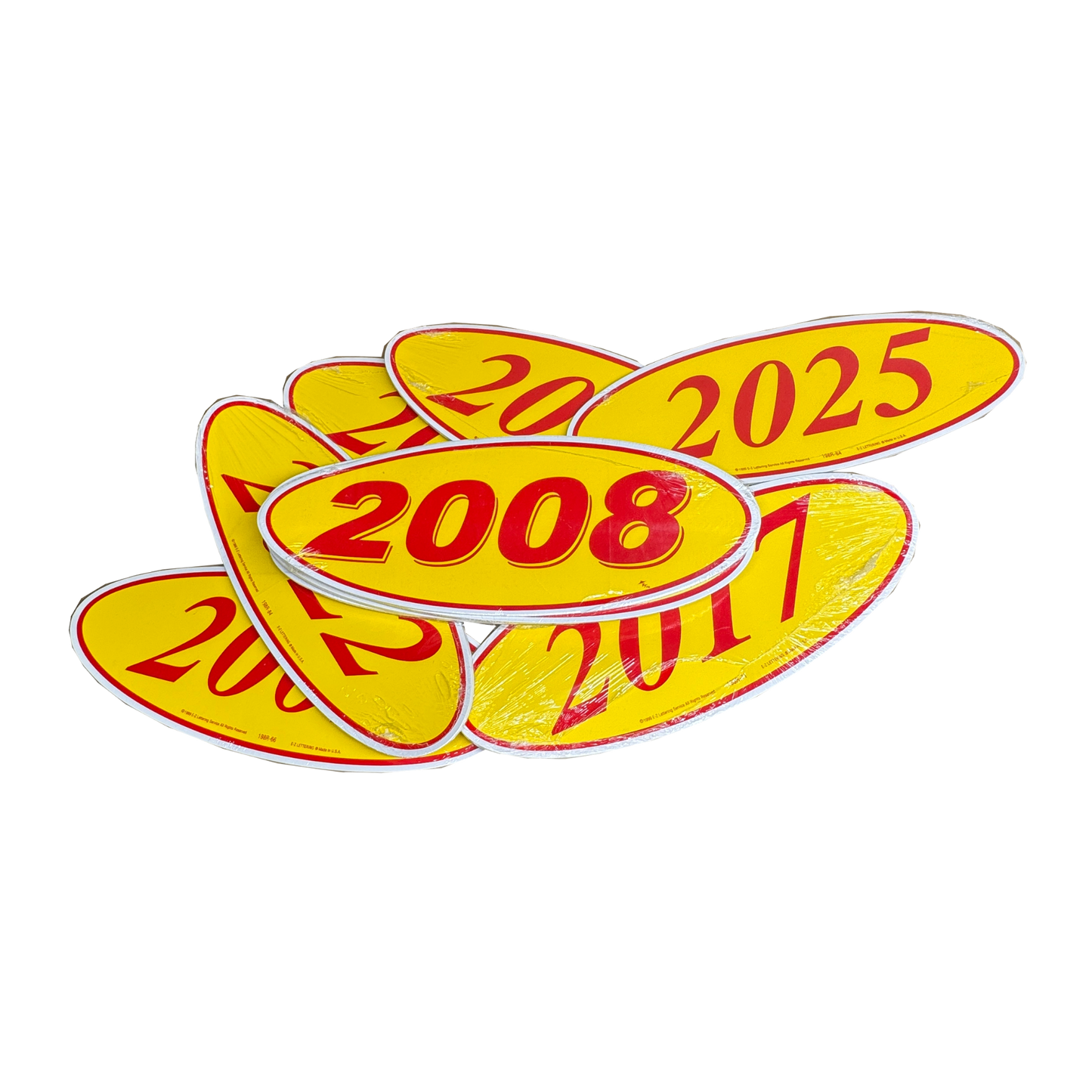 2008 Red & Yellow Oval Year Model {12 per pack}