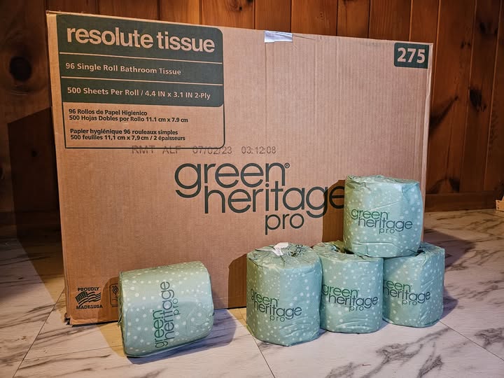 Bath Tissue Green Heritage Pro Single Roll, White,  96 Rolls Per Case, 500 Sheets, 2 ply