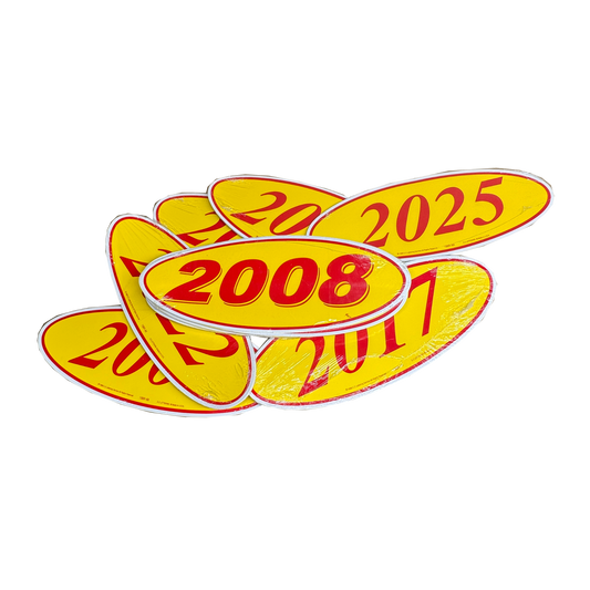 2008 Red & Yellow Oval Year Model {12 per pack}