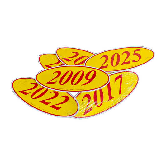 2009 Red & Yellow Oval Year Model {12 per pack}