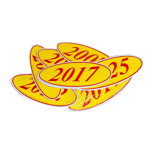 2017 Red & Yellow Oval Year Model {12 per pack}